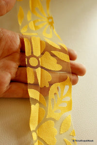 Thumbnail for Yellow Flower Net Lace Trim, Approx. 50 mm wide