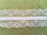 Thumbnail for White Lace Trim With Silver Metal Detailing, Approx. 42mm Wide Lace Trim