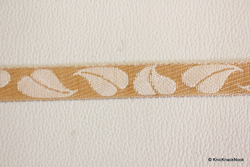 Wholesale Beige And Gold Embroidery Lace Trim, Approx. 16mm Wide - 140316L49