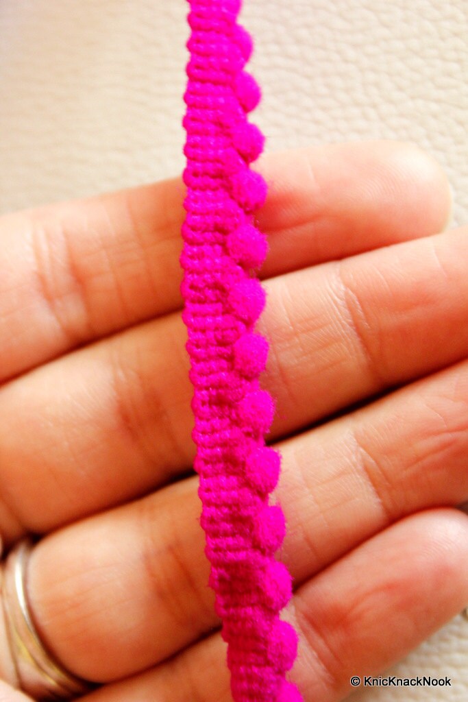 Fuchsia Pink Wool One Yard Lace Trims 10mm Wide