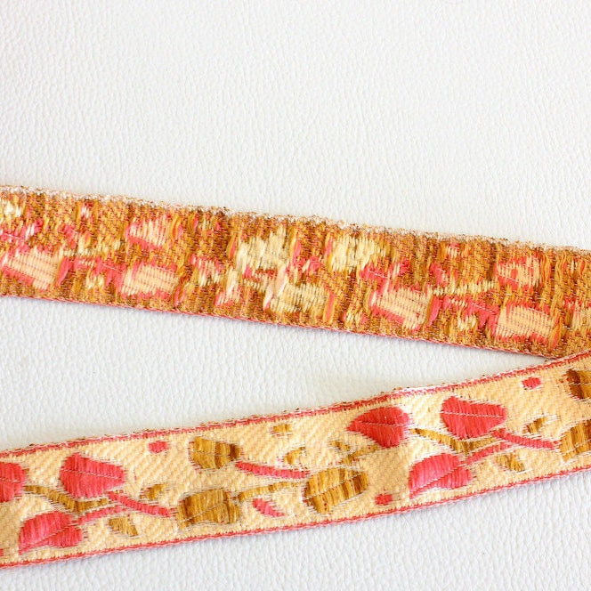 Wholesale Trim, Beige, Brown And Pink Embroidery Lace Trim