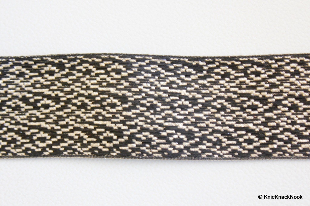 Wholesale Black And Silver, Gold Shimmer Lace Trim, Approx. 43mm wide