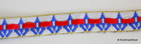 Thumbnail for Wholesale Blue, White And Red Embroidery Fabric Lace Trim, Approx. 22mm Wide