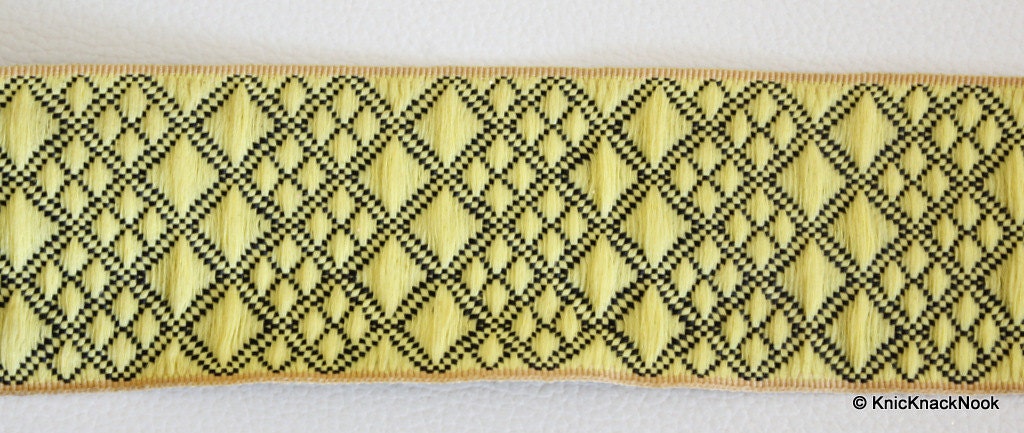 Wholesale Yellow And Black Jacquard Trim, Approx. 45mm Wide, Decorative Trim