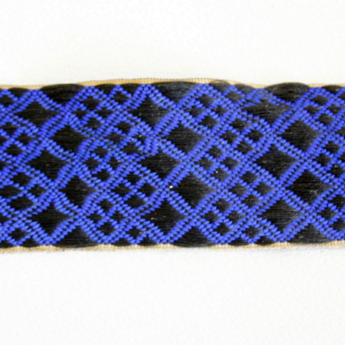 Blue And Black Embroidered Trim, Approx. 45mm Wide