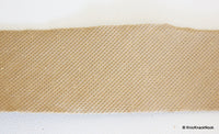 Thumbnail for Wholesale Faux Leather Trim Lace With Light Brown Embroidery And Gold Polka Dots, Approx 56 mm Wide, Craft Trim